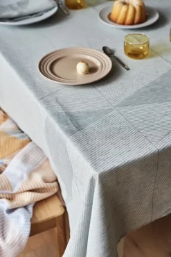 Geometric tafelkleed 147x250 cm, Blauw-wit