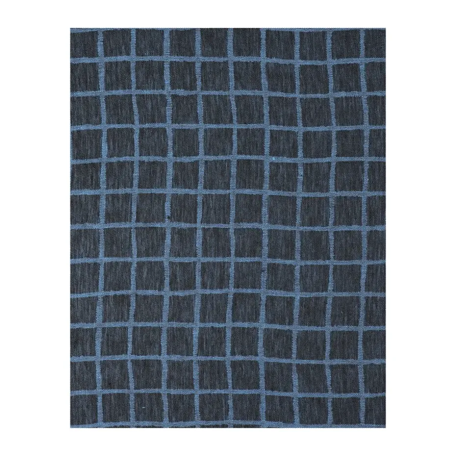 Geruit jacquardgeweven tafelkleed 147x147 cm, Blue-black
