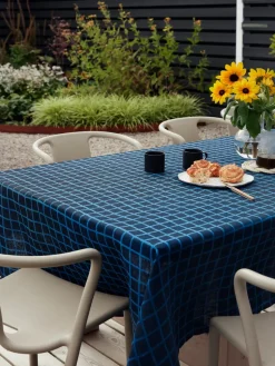 Geruit jacquardgeweven tafelkleed 147x147 cm, Blue-black