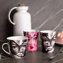 Golden Butterfly mok 35 cl, Black-white