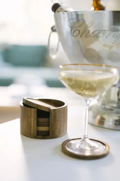 Gota glasonderzetters Ø10 cm 6-pack, Acacia