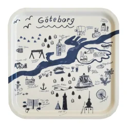 Gothenburg dienblad 32x32 cm, White-Blue