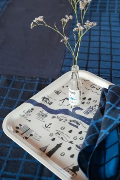 Gothenburg dienblad 32x32 cm, White-Blue