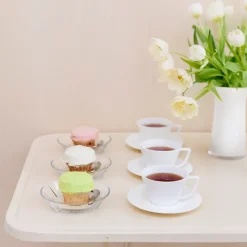 Grand Cru theekop met schotel, wit