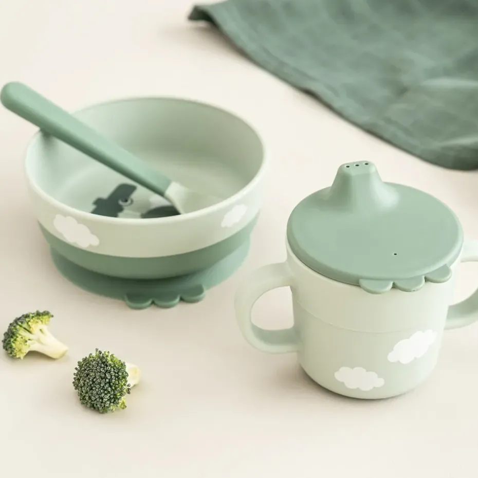 Happy Clouds foodie first meal serviesset 3-delig, Green