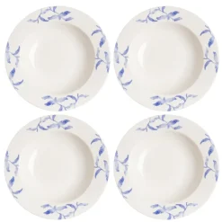 Havspil diep bord 23 cm 4-pak, blauw-wit