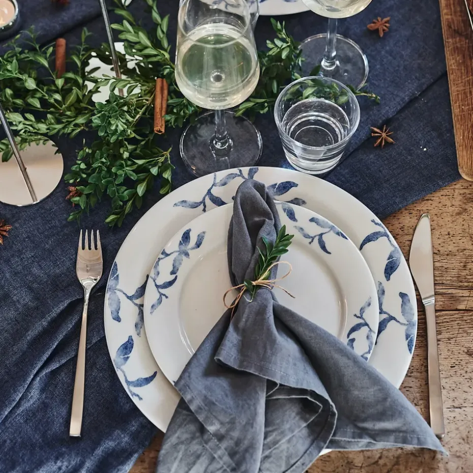 Havspil klein bord 21 cm 4-pak, blauw-wit