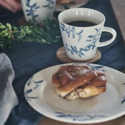 Havspil klein bord 21 cm 4-pak, blauw-wit