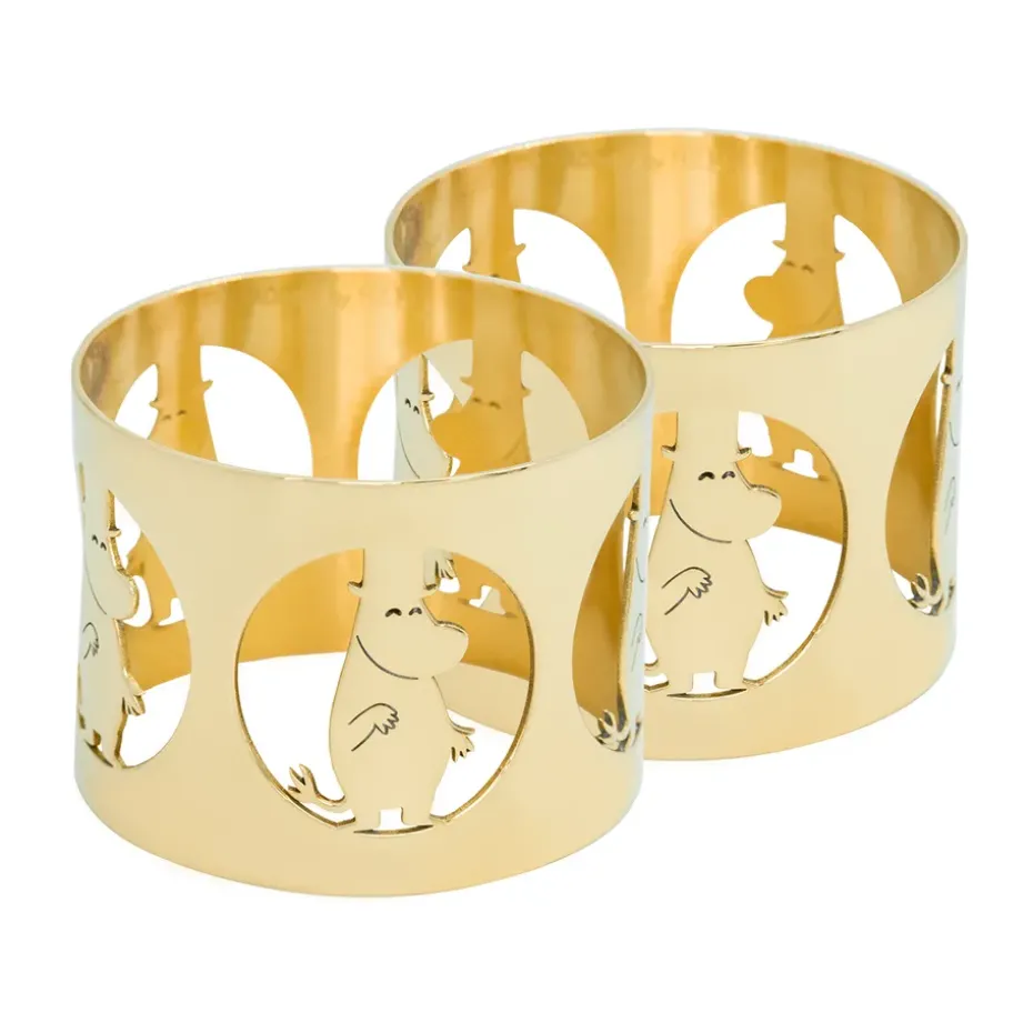 Hilke X Moomin servetringen Moominpappa 2-pack, Vernikkeld messing