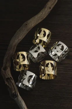 Hilke X Moomin servetringen Moomintroll 2-pack, Vernikkeld messing