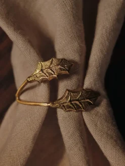 Holly leaf servetring Ø5,3 cm 4-pack, Brass