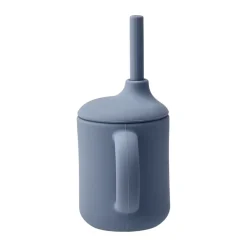Idun beker met rietje siliconen 120 ml, Blue