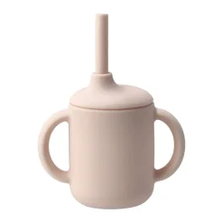 Idun beker met rietje siliconen 120 ml, Blush