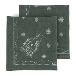 Julemorgen stoffen servet 45x45 cm 2-pack, Wit-groen