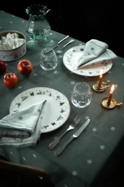 Julemorgen stoffen servet 45x45 cm 2-pack, Wit-groen