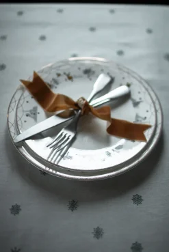 Julemorgen tafellaken, Wit-groen, 140x340 cm