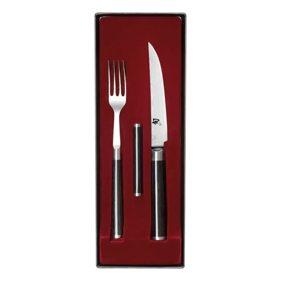 Kai Shun Classic mes & vork set, Chroom-zwart