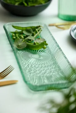 Kusintha serveerschotel rechthoekig 14x38 cm, Green