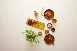 Kusintha serveerschotel rechthoekig 14x38 cm, Amber