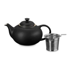 Le Creuset theepot, Matte Black, met zeef, 1,3 L