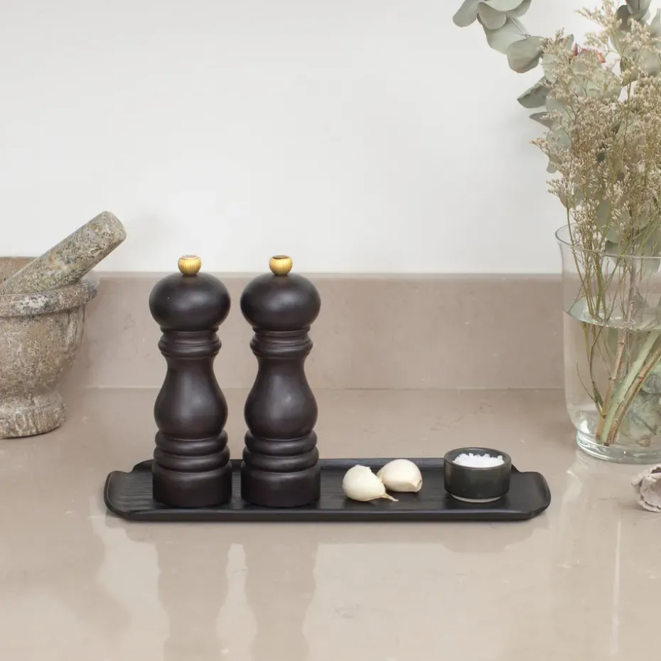 Leaf™ Houten dienblad water- en oliebestendig 33x11,5 cm, Zwart wilgenhout