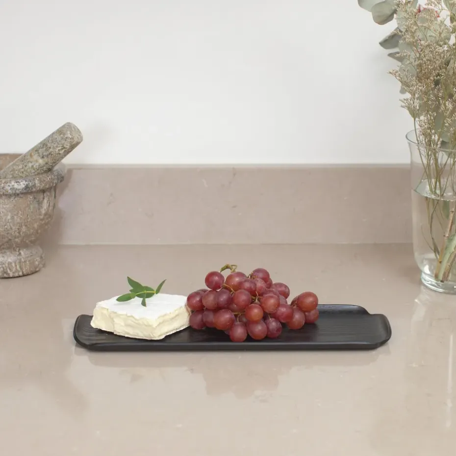 Leaf™ Houten dienblad water- en oliebestendig 33x11,5 cm, Zwart wilgenhout