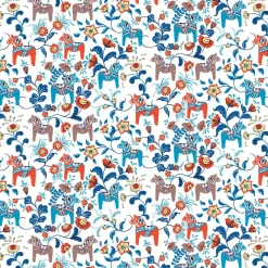 Leksand gewaxt tafelkleed, Blauw-oranje