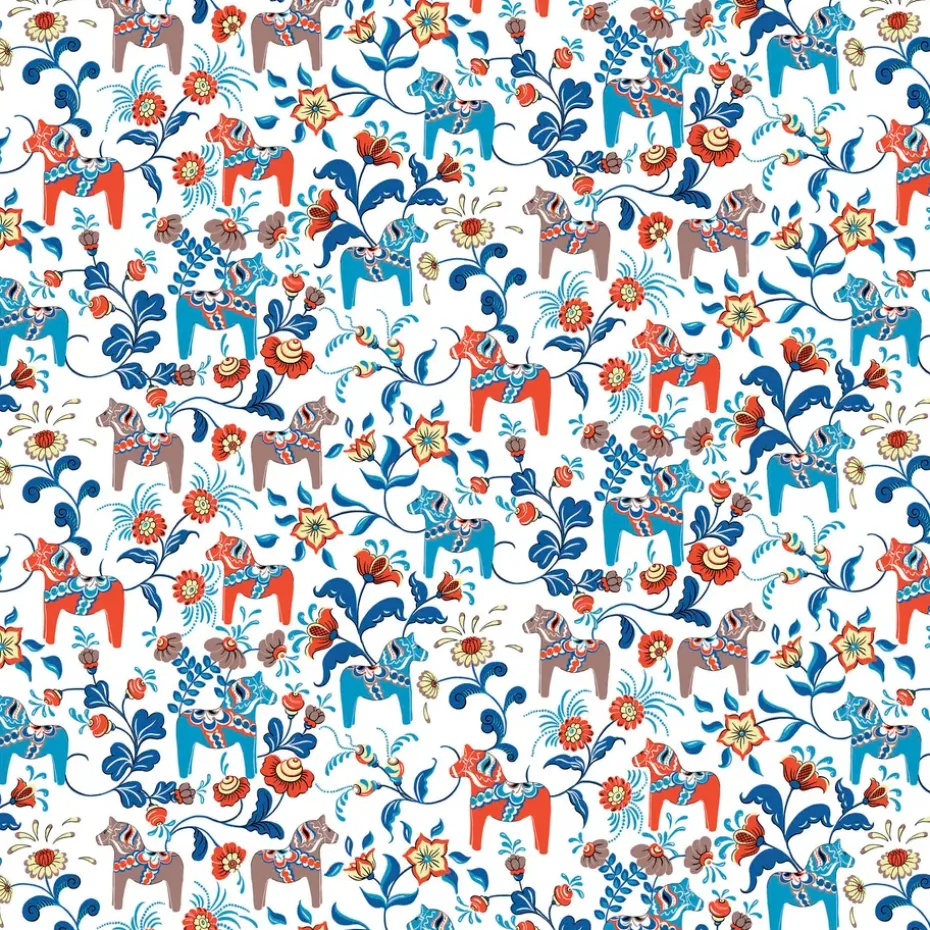 Leksand gewaxt tafelkleed, Blauw-oranje