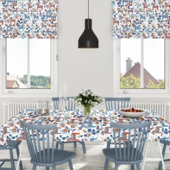 Leksand gewaxt tafelkleed, Blauw-oranje