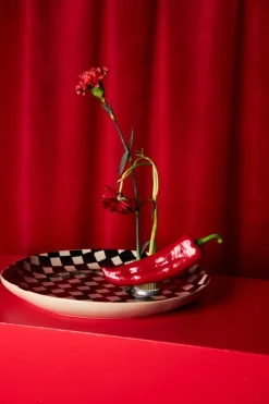 Lexi serveerschotel Ø37 cm, Zwart-beige