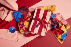 Leya stripe servet 45x45 cm 2-pack, Rood-roze