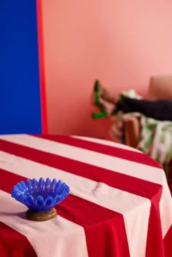 Leya stripe tafelkleed 150x250 cm, Rood-roze