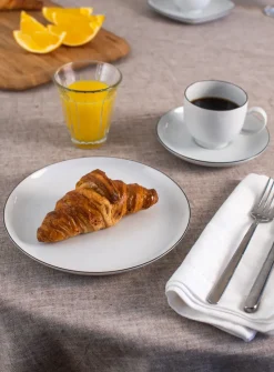 Lido black line koffieservies 18-delig, Wit met zwarte rand