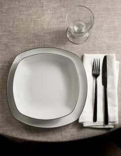 Lido black line serviesset vierkant 12-delig, Wit met zwarte rand