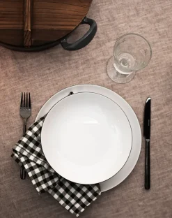 Lido black line serviesset 12-delig, Wit met zwarte rand