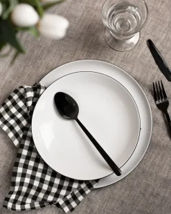 Lido black line serviesset 12-delig, Wit met zwarte rand