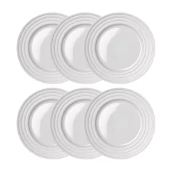 Lines klein bord Ø 21 cm 6-pack, wit
