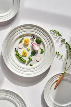 Lines klein bord Ø 21 cm 6-pack, wit