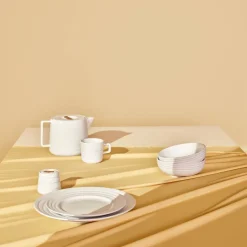 Lines klein bord Ø 21 cm 6-pack, wit