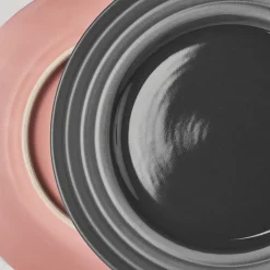 Lines klein bord Ø 21 cm 6-pack, donkergrijs