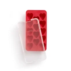 Lékué ijsblokjesvorm met deksel rood, Hart