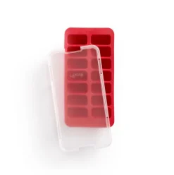 Lékué rechthoekige ijsblokjesvorm met deksel, Rood