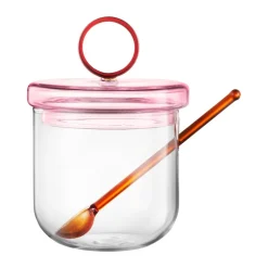 Loop suikerschaal incl. lepel Ø14 cm, Klaar-pink-amber