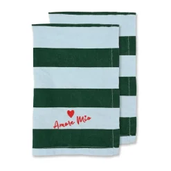 Love servet 45x45 cm 2-pack, Groen-lichtblauw