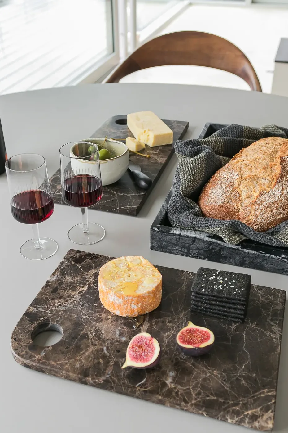 Marble serveerblad medium 20x30 cm, Brown