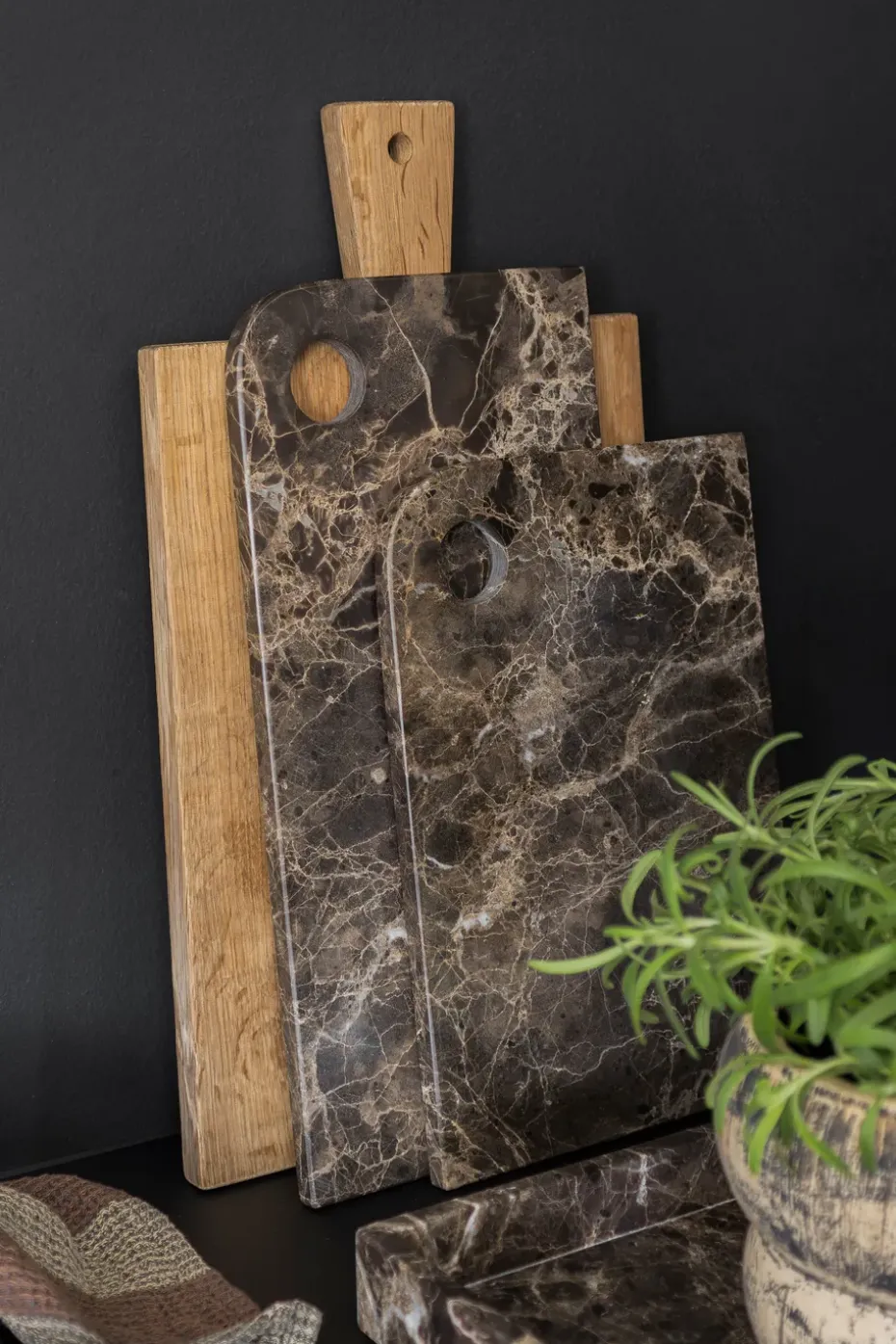 Marble serveerblad medium 20x30 cm, Brown