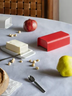 Mattina botervloot 9,5x21 cm, Rood-roestvrij staal