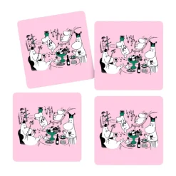 Moomin 80 glasonderzetters 9x9 cm 4-pack, Roze