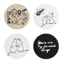 Moomin 80 glazen onderzetters Ø11 cm 4-pack, Multi