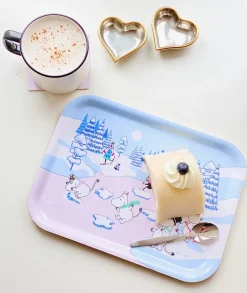 Moomin dienblad winter 2022 20x27 cm, Blauw-wit-roze